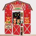 4Pcs Christmas Door Decorations Set Xmas Holiday Elk Door Covers Merry Christmas Deer Porch Banners Cute Reindeer Hanging Banner Backdrop for Winter Home Photography Photo Background Party Decor