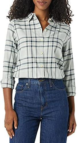 Amazon Essentials Women's Regular-Fit Long-Sleeve Lightweight Plaid Flannel Shirt, S