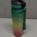 Hyeta 32 oz Water Bottles with Times to Drink and Straw, Motivational Water Bottle with Time Marker, Leakproof, Drinking Sports Water Bottle for Fitness, Gym and Outdoor (Signal Lights)