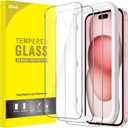JETech Screen Protector for iPhone 15 6.1-Inch, Tempered Glass Film with Easy Installation Tool, Case-Friendly, HD Clear, 3-Pack