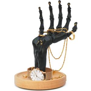 Suck UK Gothic Decor - Skeleton Hand - Gothic Home Decor - Jewelry Holder - Goth Gifts For Women - Jewelry Organizer - Halloween Decorations - Goth Desk Accessories - Ring Holder - Trinket Dish Black