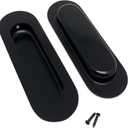 2pcs Oval Recessed Flush Pull Sliding Closet Door Handles Flush Handles with Hidden Concealed Screws(Length 120mm/4.72"-Black)