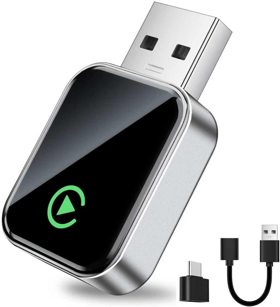 Wireless CarPlay Adapter for Apple iPhone, Fast Auto-Connect, No Latency, Plug and Play, Bluetooth 5.3 & WiFi 6, 2025 Mini Car Play Dongle for iPhone 6~16, Fit for 1000+ Cars, USB A/C