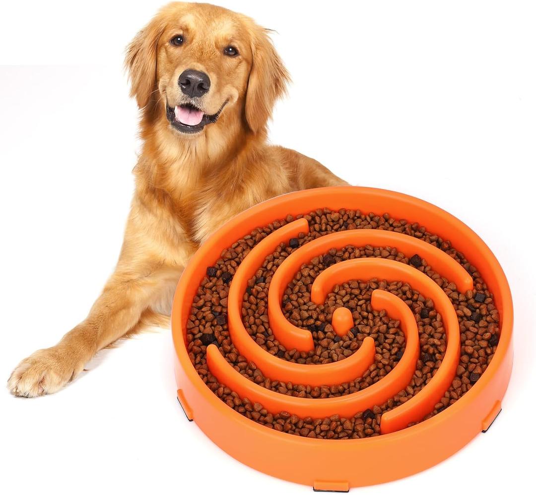 Slow Feeder Large Dog Bowl - Non Slip Maze Puzzle Bowl for Medium Dogs, Prevents Bloat & Choking, Orange Slow Feeder Large Dog Bowl - Non Slip Maze Puzzle Bowl for Medium Dogs, Prevents Bloat & Choking, Orange