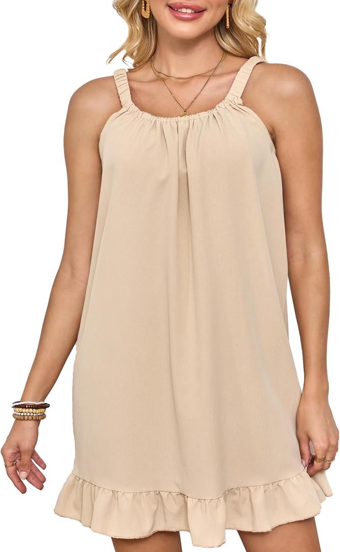 Women's Summer Swim Cover-Up Beach Swim Bikini Sleeveless Tank Dress Casual Resort Wear (XXL)