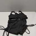 SHENHE Women's 2 Piece Swimsuit with Shorts High Waisted Ruched Boyshort Bikini Set Swimwear (Black)