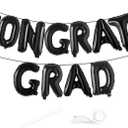 VHUWE Congrats Grad Banner Balloon, 16 Inch Black Congrats Grad Balloons for 2025 Graduation Party Decorations, Graduation Decorations Class of 2025, Congrats Grad Yard Sign 2025 Backdrop