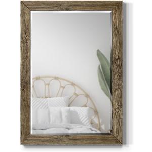 Wexford Home Walnut Vanity Mirror Rectangular Barnwood Framed Wall Mirror for Home Decor, Vertical or Horizontal Hanging, 41x29