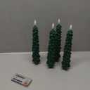 DRomance Christmas Tree Flameless Taper Candles Battery Operated with 10-Key Remote and Timer Real Wax LED Taper Candles 3D Wick Flickering Lifelike Leaves Dinner Xmas Holiday Decoration Set of 4