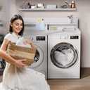 Washer Dryer Countertop, 54" x 27.55" 2-Tier Washer Dryer Topper with Edge, for Laundry Room Organization Whisper White