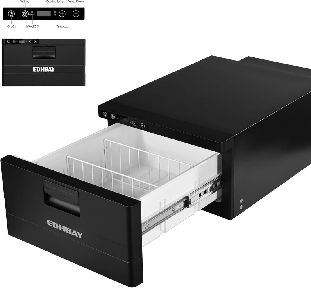 RV Car Protable Refrigerator 12V 24V 34 Quart 32L Drawer Freezer for Truck Van RV Camper SUV Boat Travel Camping Road Trips Tailgating -4~50