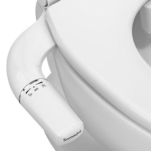 SAMODRA Ultra-Slim Bidet Attachment for Toilet - Self Cleaning Nozzle Hygienic Bidets for Existing Toilets with Adjustable Water Pressure Fresh Water Sprayer - Easy to Install