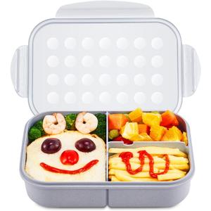 MISS BIG Bento Box for Kids, Leakproof Lunch Box, No BPAs & Chemical Dyes, M/W, D/W & Fridge Safe (1150ml Gray)