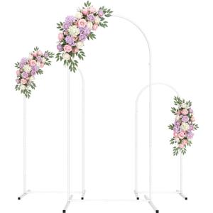 Pureegg Wedding Arch Backdrop Stand Set of 3 (6FT, 5FT, 4FT) - Stable Freestanding White Balloon Arch Stand, Easy Assembly & Reusable, Sturdy Metal Frame for Wedding, Baby Shower, Birthday