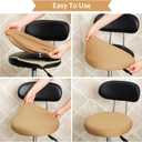 Tatuo Round Bar Stool Seat Covers Washable Stool Cushion Slipcover Elastic Bar Chair Covers for 14-17 Inch Chair (Camel Color, 4 Pieces)