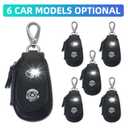 Car Key Cover Genuine Leather Car Key Fob Case for Universal Car Keys, Black Car Key Chain Keychain Holder Metal Hook and Keyring Zipper Bag for Remote Key Fob