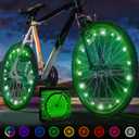 Activ Life 2-Tire Pack LED Bike Wheel Lights with Batteries Included, Get 100% Brighter and Visible from All Angles for Ultimate Safety and Style (Green)