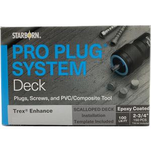 Starborn Pro Plug System Coastal Bluff PVC Composite Deck Boards, Covers 100 Lin Ft Complete Kit with Plugs, Screws, and Tool