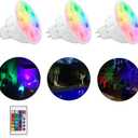 Makergroup Upgraded RGB MR16 LED Bulb Color Changing, Landscape Bulbs GU5.3 Base, Warm White+15 Colors Choices and 4Level Brightness Remote Control for 12V Low Voltage Lighting 3Pack