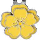 4 x lasuroa Magnetic Golf Ball Marker with Hat Clip, Flower Shape Magnetic Golf Hat Clip Ball Marker Set Sport Decoration Accessories for Men Women Golfer (Yellow)