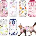 Kacctyen 6 Set Cat Recovery Suit After Surgery Female and Male Cat Kitten Surgery Suit E Collar Alternative Pajama Kitty Clothes for Spay Abdominal Skin Anti Licking(Animal,Large)