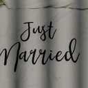 Oudain 29x39 Inch Just Married Burlap Banner, Wedding Fabric Backdrop with Ribbons and Hooks, Rustic Boho Photo Props Sign for Wedding Marriage Party Indoor Outdoor Wall Hanging Decoration