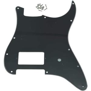KAISH 11 Hole ST/Strat Style One Humbucker Guitar Pickguard Scratch Plate for Delonge Stratocaster/Strat Black 3 Ply