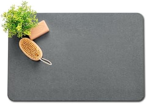 Plentio Stone Bath Mat, Non-Slip Natural Diatomaceous Earth Bath Mat, 23.5" x 15.5" Bath Stone Mat, Easy to Clean, Dark Grey