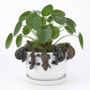 5 Pcs Cute Animal Plant Pot Hanger - Frog Turtle Snail Gecko Mouse Pot Hugger Figurines, Vintage Resin Climbing Statues for Garden Yard Patio Fence Vase Terrarium Fairy Decor
