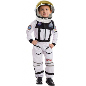 Spooktacular Creations Astronaut Costume with Helmet, Space Suit for Toddler, Kids Astronaut Halloween Costume for Cosplay (L (10-12 YRS), White)