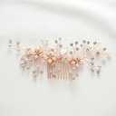 SWEETV Rose Gold Bridal Hair Comb Clip - Rhinestone Wedding Hair Accessories For Women, Girl, Bride