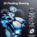 Men's Electric Razor, Upgraded 4D Floating Magnetic Blade Head Rotary Shaver, 3-in-1 Multifunctional for Beard/Nose/Sideburns, IPX7 Waterproof Rechargeable Cordless Shaver, Turbo Speed, Gift for Men