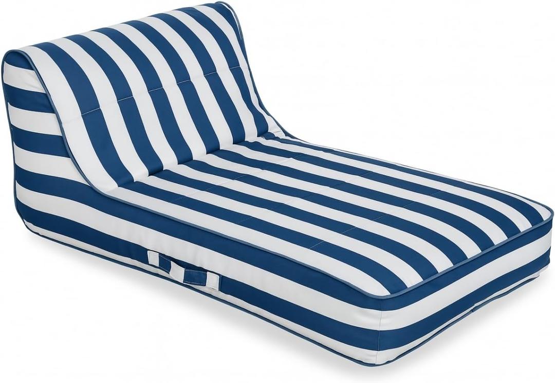 Upholstered Stylish Pool Float Lounger Recliner, Large Floating Chair & Backrest, Heavy Duty Lake, Beach, Adults & Kids - Comfortable Tube, Durable Water Floaty Tanning Lounge - Terracotta | Soft Upholstered Surface, Relaxing Tanning Lounge, Heavy-Duty Durable PVC, Pool, Lake & Beach Ready, Santorini Blue