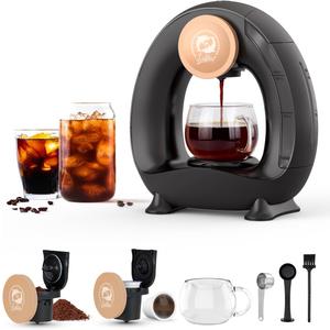 i Cafilas 2-in-1 Coffee Maker, Fast Brew in 1.5mins, Single Serve Coffee Machine Compatible with K-Cup Pods & Ground Coffee, 1400W with 20s Preheat, Compact for Home,Small Place,Office & RV, 8oz,Black