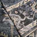 Tangsoo 9x12 Large Area Rug for Living Room, Non Slip Machine Washable Rug for Bedroom, Boho Distressed Vintage Blue Floral Rugs, Soft Indoor Floor Carpet Mat for Office Kitchen Farmhouse Home Decor