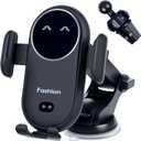 Wireless Car Charger Mount with Air Vent Clip & Suction Base, 15W Fast Auto-Clamping Charging Phone Holder for iPhone 17/16/15/14, Samsung S24/S23, etc.(Black)