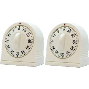 60 Minute Wind Up Timer, Visual Mechanical Timer with Loud Alarm, Manual Countdown Timers for Classroom, Home, Study and Cooking (2 Pack)