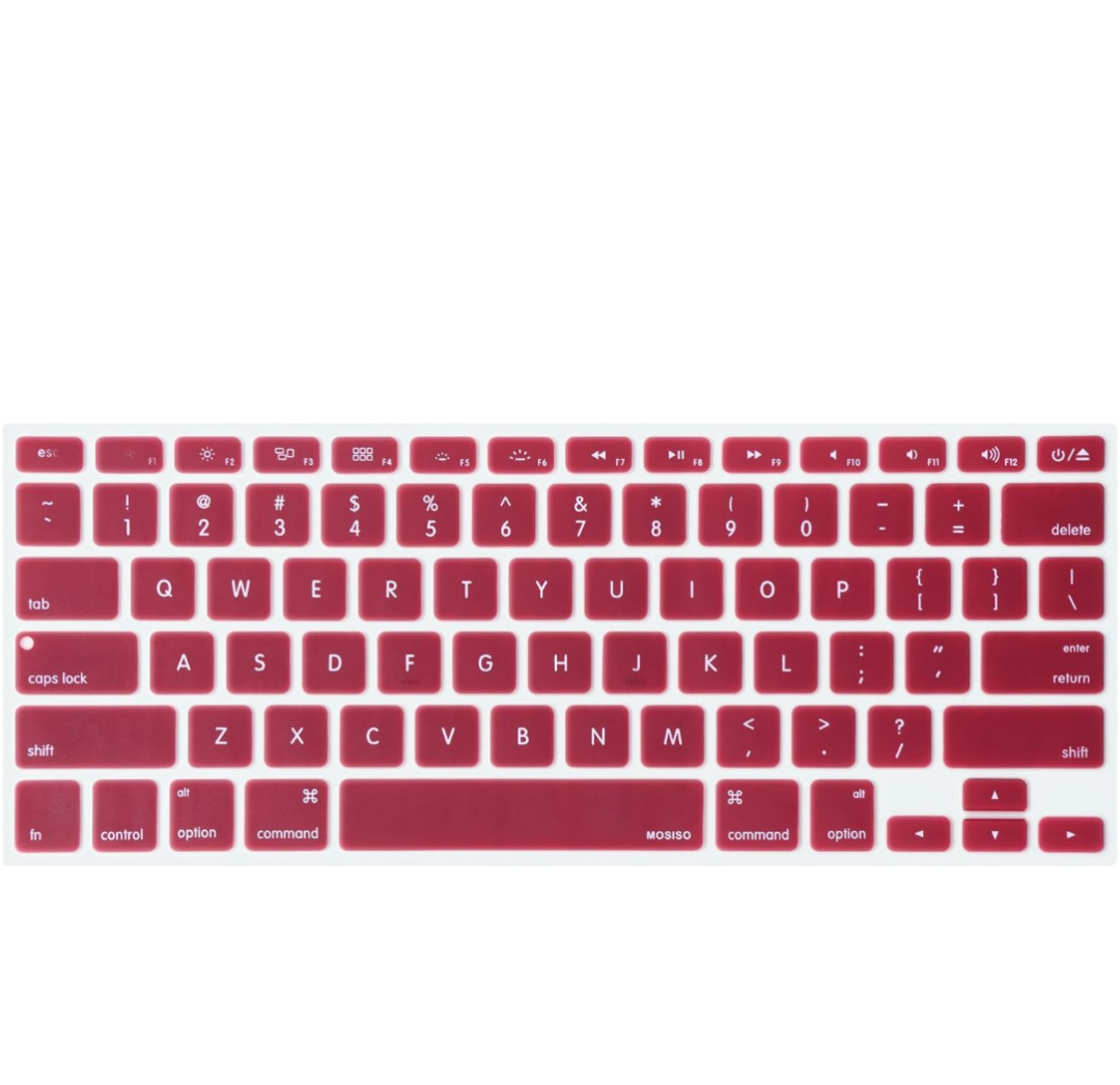 MOSISO Silicone Keyboard Cover Compatible with MacBook Air 13 inch A1466 A1369 2010-2017&Compatible with MacBook Pro 13/15 inch (with/Without Retina Display, 2015 or Older Version), Wine Red