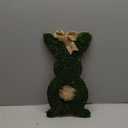 Easter Moss Bunny Wreath for Front Door Fake Moss Bunny Hanging Sign Wooden Swag with Burlap Bow for Spring Porch Wall Door Decor Indoor Outdoor Easter Decorations, 15.8 Inch