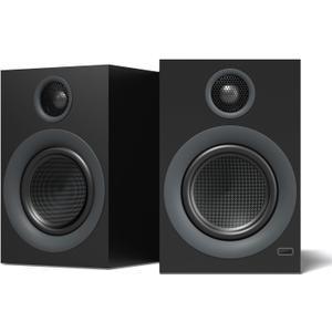 Bluetooth Bookshelf Speakers, 75W Powered Active Speaker with 4 Inch Woofer, HiFi Speaker with aptX Bluetooth USB for Home, Studio, Gaming, Set of 2, Black