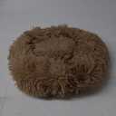 DUMOS Calming Donut Cat & Dog Bed for Small Dogs, Machine Washable Cuddle Warming Cozy Fluffy Faux Fur Plush Round Dog Bed, Anti-Anxiety Waterproof Anti-Slip Pet Bed, Brown, 14×14×4 Inches