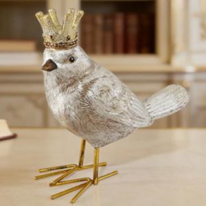 Bird Figurine Birds Decoration Resin Bird Figurine Home Decor Vintage & Modern Royal Crowned Bird Decor Statue Bird Ornaments & Gifts