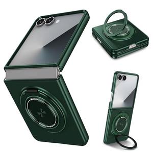Magnetic Case for Samsung Galaxy Z Flip 7, [Compatible with MagSafe] Military Grade Shockproof Slim fit Samsung Z Flip 7 Phone Case with Magnetic Ring Kickstand, Green