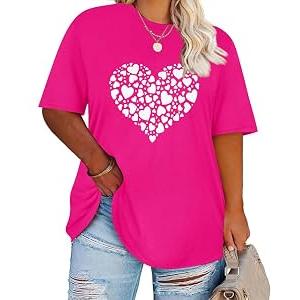 TIYOMI Women's Plus Size Crewneck Tops Short Sleeve Summer Casual T Shirt Oversized Loose Fits 2XL