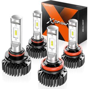 SEALIGHT 9005/HB3 H11/H8/H9 Bulbs, 9005 H11 Light with Plug and Play, 60,000LM, Non-polarity, Wider Driving Vision, Light Bulbs, Powersports Bulbs and Assemblies, Pack of 4
