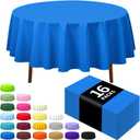 CXPSINC 16 Pack Premium Disposable Plastic Tablecloth 84" Round Table Cover for Birthdays Weddings Christmas Anniversary (Blue)