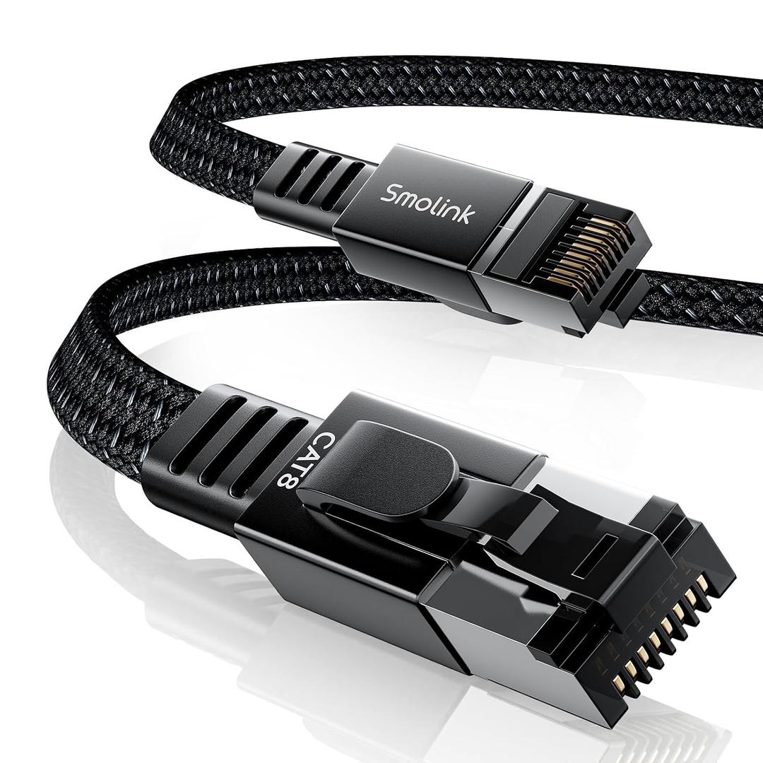 Smolink Cat 8 Ethernet Cable - 100ft 40Gbps 2000MHz RJ45 LAN Network Patch Cord, Nylon Braided High Speed Internet Cable, Heavy Duty Shielded SFTP Cable for Router Modem Gaming PC PS5 Xbox