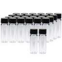 20 PCS 4 ML (1 dram) Clear Small Liquid Sample Glass Vials with Screw Caps, 15 mm Diameter x 45 mm Length Leak-Proof Vial, 13-425 Black Screw Cap with PE Liners
