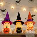 Halloween Decorations Indoor,3Pcs Cute Spooky Ceramic Ghost Halloween Decorations,Ghost Figurines with Hats - Adorable Tabletop Decor for Mantel,Party, Home, Porch Decor