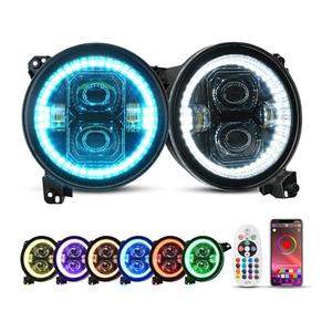 SUPAREE 9" LED Headlights Multicolor DRL fit Jeep Wrangler JL Gladiator JT | 2018-2026 Angel Eyes Ring DOT Hi/Lo Beam Remote Phone APP Control